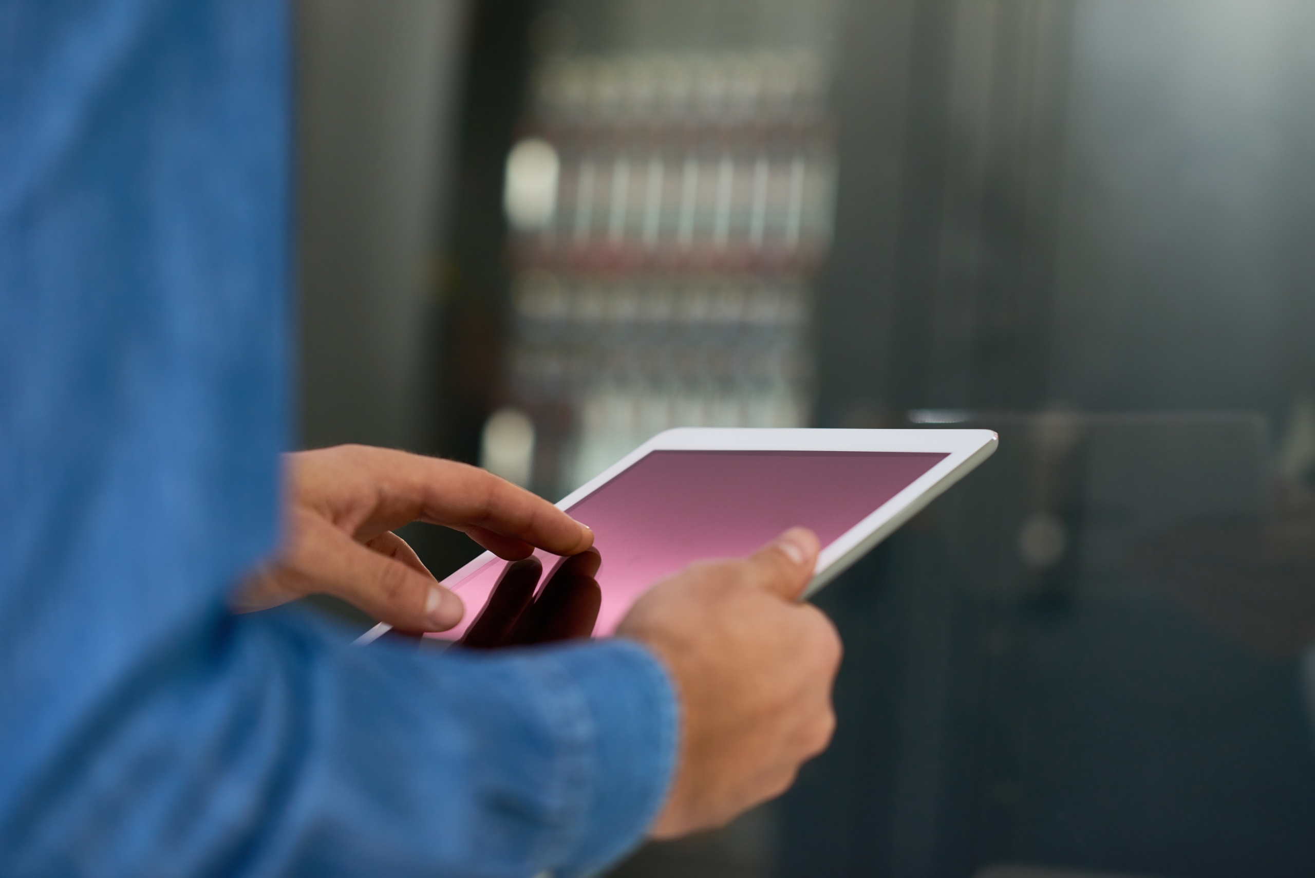 Technology specialist working with business equipment